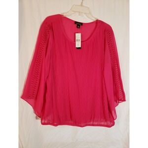 Women's B Design 2 Piece Hot Pink Long Sleeve Blouse Size XL (H353)